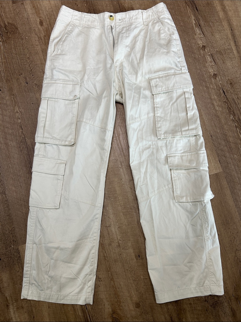 H&M White Men’s Cargo Pants - Multi-Pocket Utility
